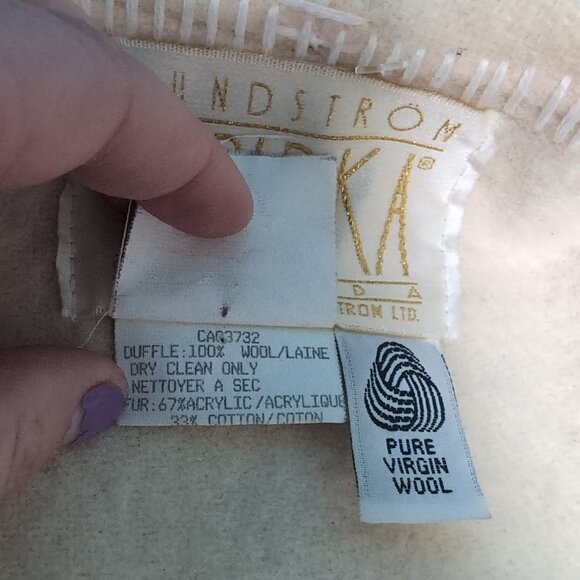 Linda Lundstrom Laparka Inuit Wool Parka w Eagle Motif in Teal and White Women M - Picture 5 of 10